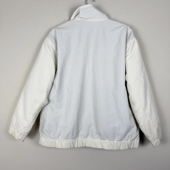 Vintage Eddie Bauer White/Navy Nylon Fleece Lined Jacket Women’s Medium 1990s - Picture 2 of 7
